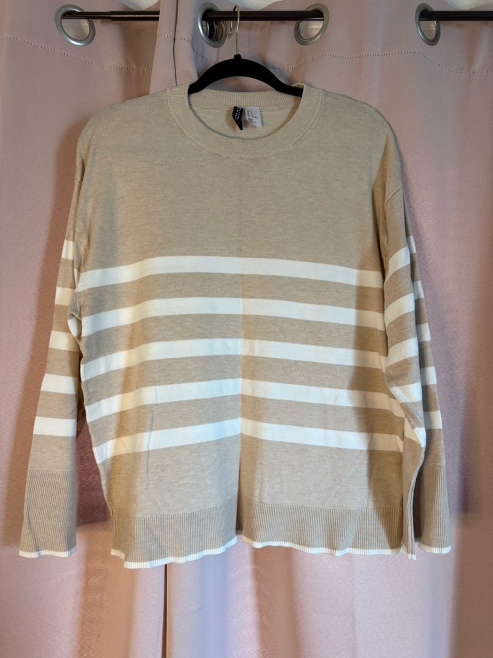 Divided Beige & White Striped Crewneck Sweater